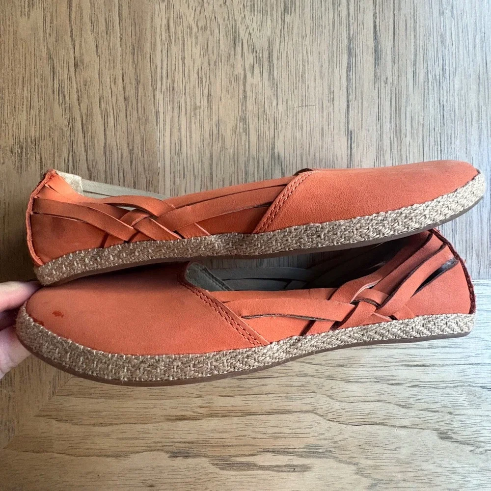 NWOB $90 UGG Tippie Fire‎ Opal Orange Leather Espadrille Flats Boho Shoes SIZE 7
